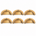 6 MEDIUM 3.1/4" SHELL SHAPE SOLID BRASS DRAWER PULL HANDLES – VINTAGE OLD STYLE – WATSON 3000