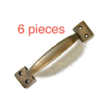 6 Heavy Solid Brass D Pull Handles 5.12 Vintage Drawer Kitchen Cabinet Pulls