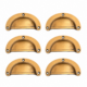 6 MEDIUM 3.1/4" SHELL SHAPE SOLID BRASS DRAWER PULL HANDLES – VINTAGE OLD STYLE – WATSON 3000