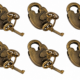 6 Sets – Small 2½" Vintage Solid Brass Padlocks – Antique Aged Style – 12 Skeleton Keys