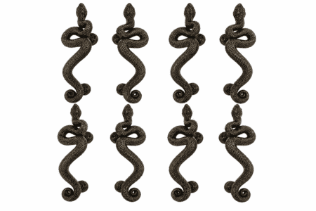 8 Large Rattlesnake Solid Brass Door Handles – 18" Rustic Vintage Snake Pulls – 4 Pairs