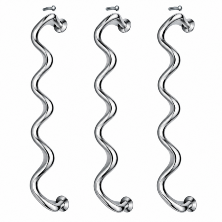 3 x Wavy 12 Solid Brass Cabinet Handles – Large Zig Zag D Pulls