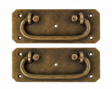 2 LARGE SOLID BRASS BOX HANDLES – 5" CHEST FURNITURE PULLS – WATSON BRASS 45A