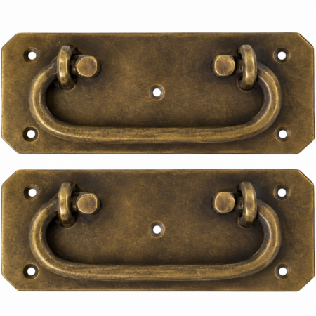 2 LARGE SOLID BRASS BOX HANDLES – 5" CHEST FURNITURE PULLS – WATSON BRASS 45A