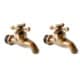 2 Small Vintage style Solid Brass Taps – Heavy Cast Traditional Bath & Kitchen Sink Tapware
