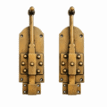 2 Solid Brass French Door Bolts – Heavy 6" Antique Style Slide Bolts – Vintage Cabinet & Door Hardware