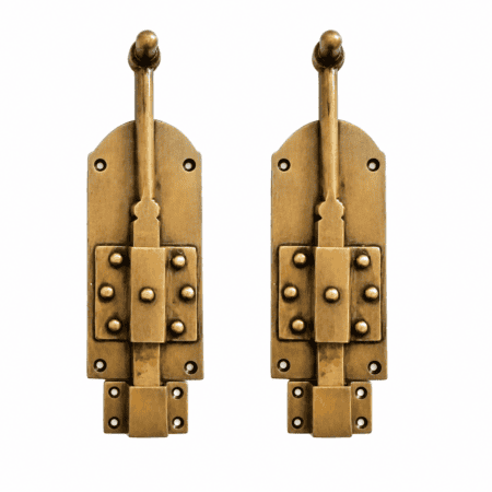 2 Solid Brass French Door Bolts – Heavy 6" Antique Style Slide Bolts – Vintage Cabinet & Door Hardware