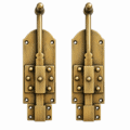 2 x Solid Brass Flush Slide Bolts 6.5" French Style Door Furniture Antique Vintage Latch
