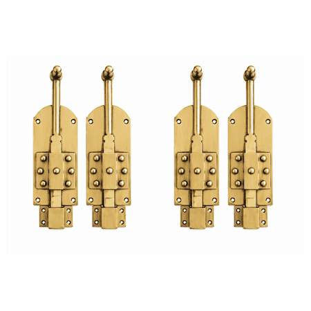 4 SMALL CABIN HOOKS SOLID BRASS 4.5 VINTAGE OLD STYLE DOOR CATCHES FURNITURE HARDWARE