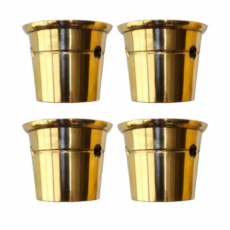 4 x Medium Solid Brass Bucket Cup Castors – 2 5cm Round Sabot Leg Covers