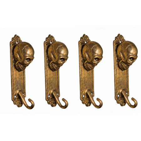 4 x SMALL SKULL SPINE WALL HOOK – SOLID BRASS ANTIQUE VINTAGE STYLE 145mm 5 inch