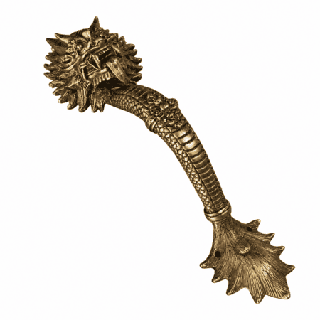 AMAZING EXTRA LARGE 19 DRAGON GRAB – HAND CAST REAL BRASS DOOR HANDLE HOOK PULL